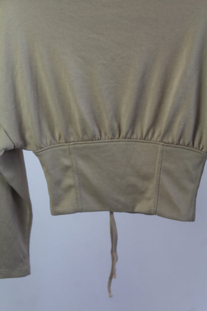 Zara W&B Collection Cropped Long Sleeve Tan Blouse Size Small