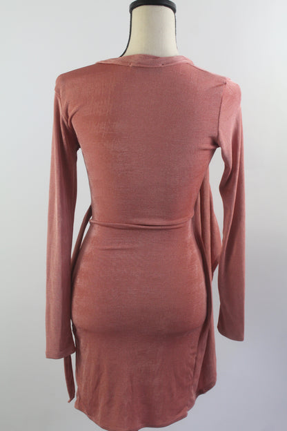 Women's Size Small Tie Dress Color Salmon Pink