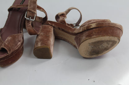 Women's Zara Velvet Chunk Heels Size ?