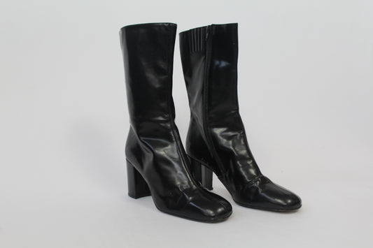 Vintage Black Leather Boots Size 7.5