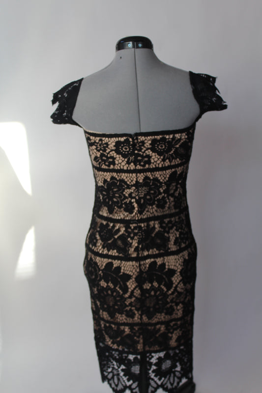 Express Black and Cream Lace Long Dress Size 0
