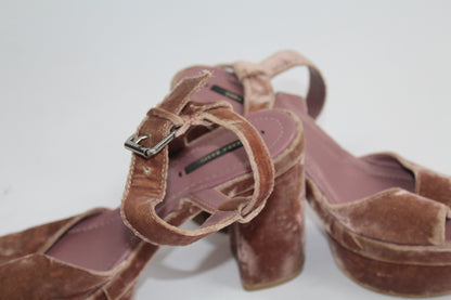 Women's Zara Velvet Chunk Heels Size ?