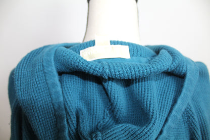 Women’s Michael Kors Teal Ribbed Knit Hoodie – Size Large