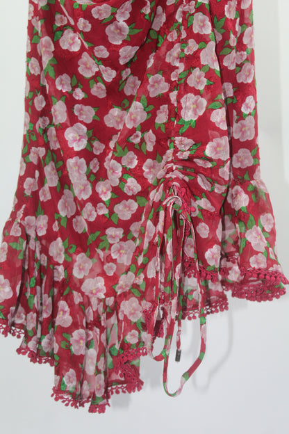 Women's Dark Pink Red/Pink Floral Dress Size 2