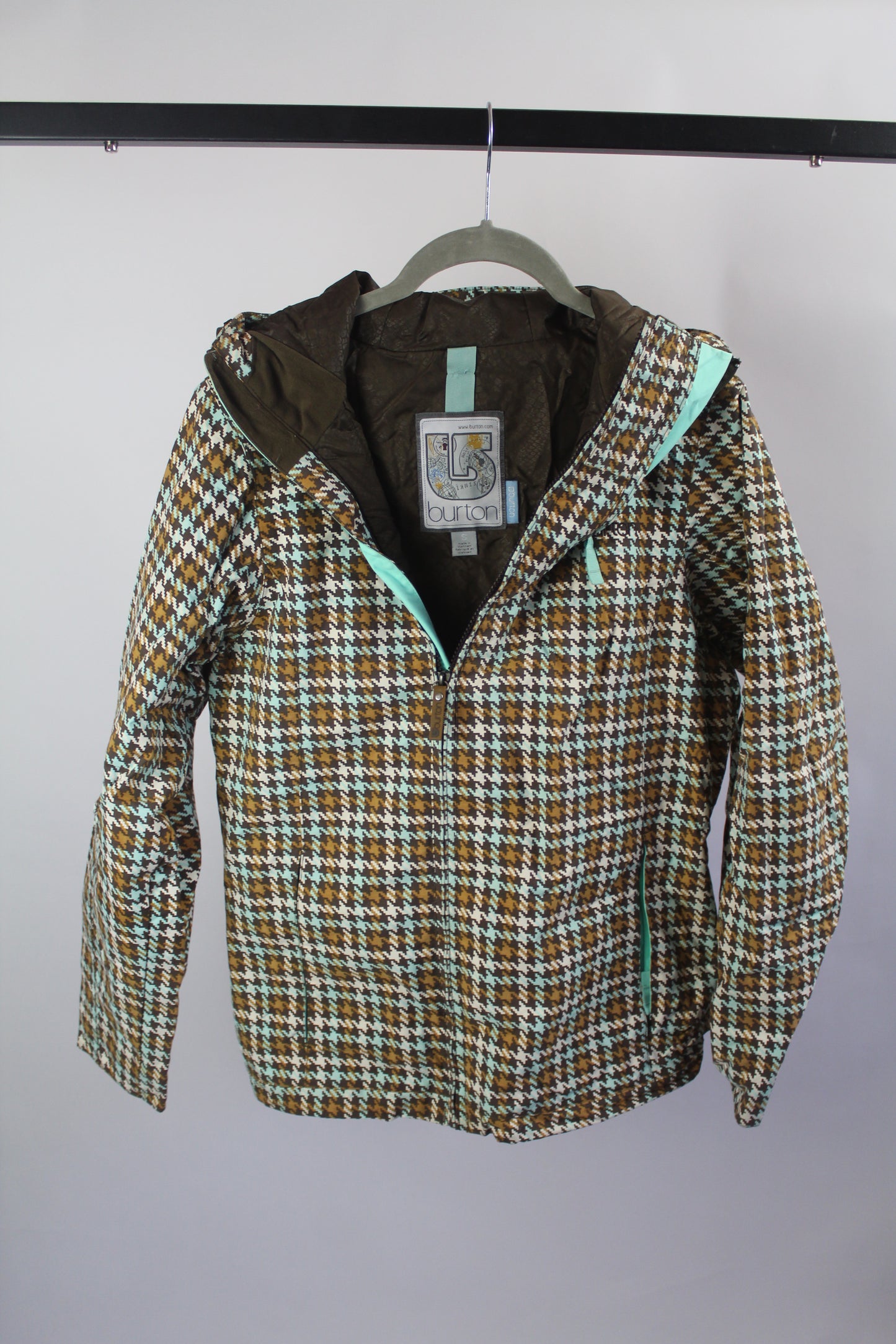 Women's Snow Jacket Burton Brown Plaid Size Small