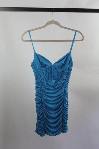 Zara Silk Blue Women's Mini Dress Size Small