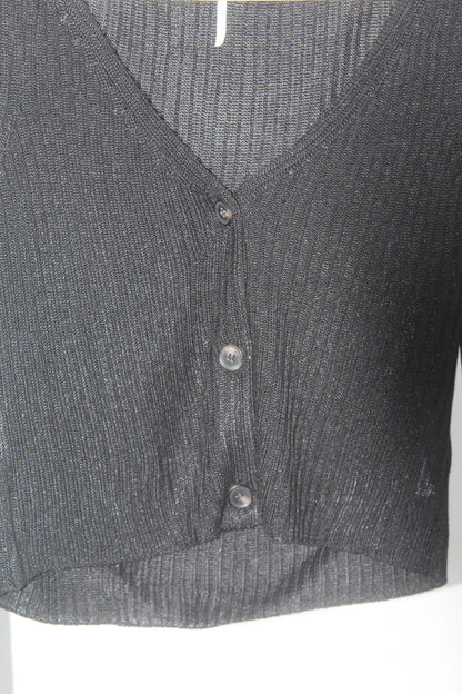Free People Black Cropped Cardigan Size Large