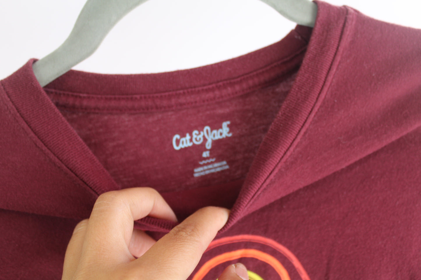 Boys Cat & Jack Burgundy Dino Shirt Size 4T