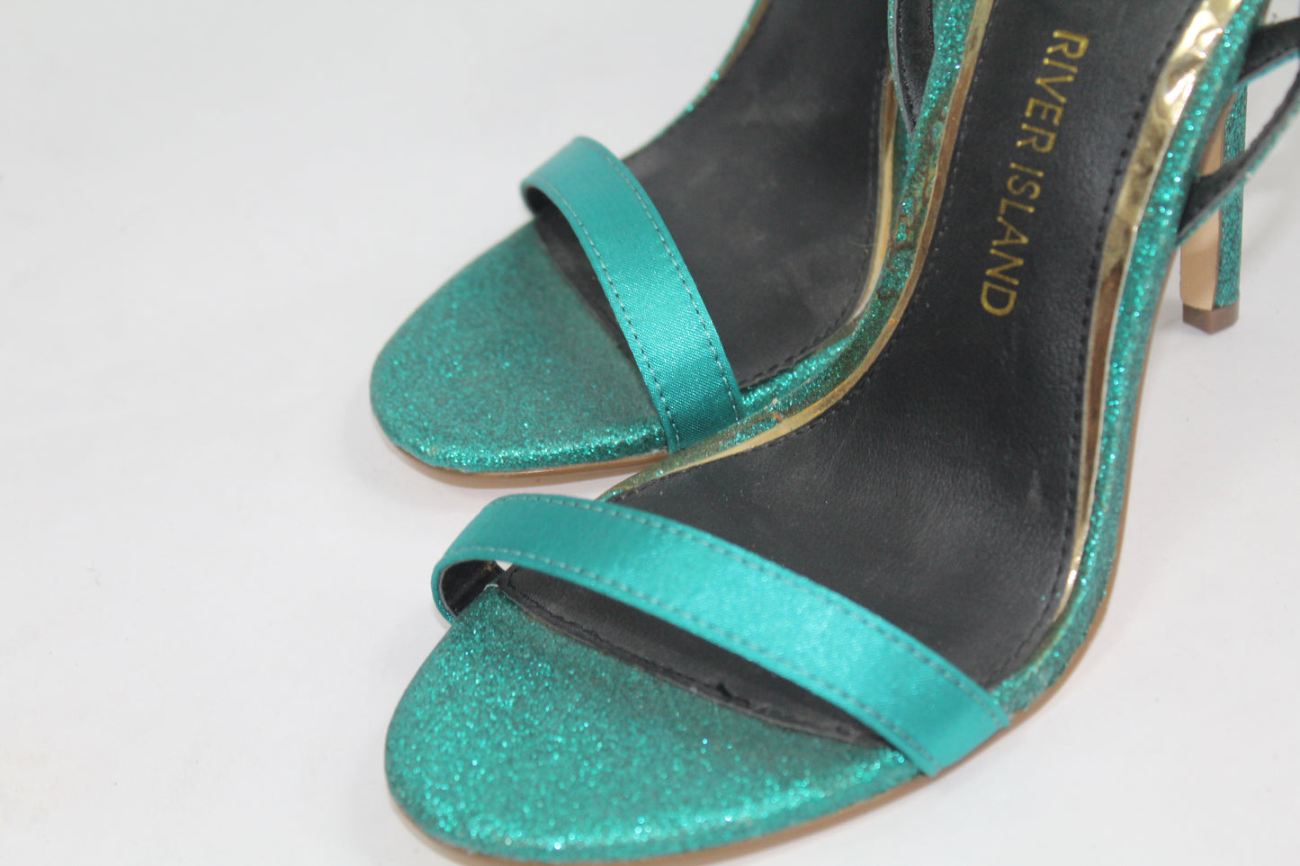 Women's Teal Strap Sparkly Heels Size UK 37 US 6.5/7