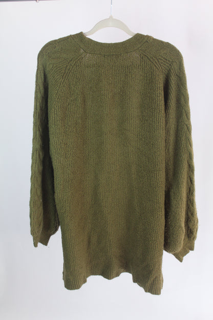 Women's Olive Green Long Sleeve Olive Cardigan Size Medium