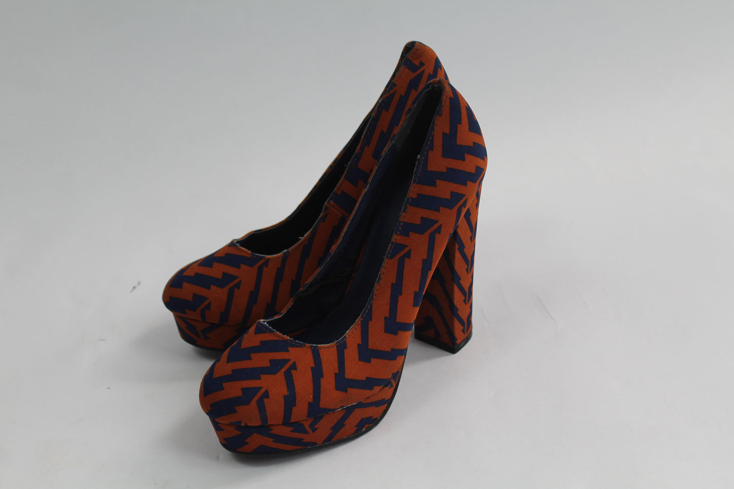 Women's Orange Zebra Block Heels Size 5.5