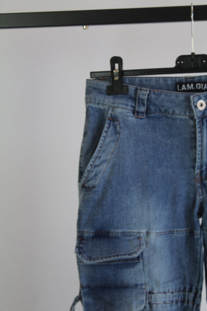 I AM GIA Women's Light Wash Cargo Pants Size Small