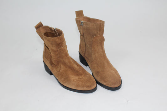 Women's Zara Trafaluc Brown Suede Booties Size UK 36