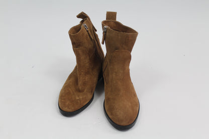 Women's Zara Trafaluc Brown Suede Booties Size UK 36