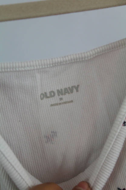 Women's Old Navy Lounge White Floral Top Size Medium