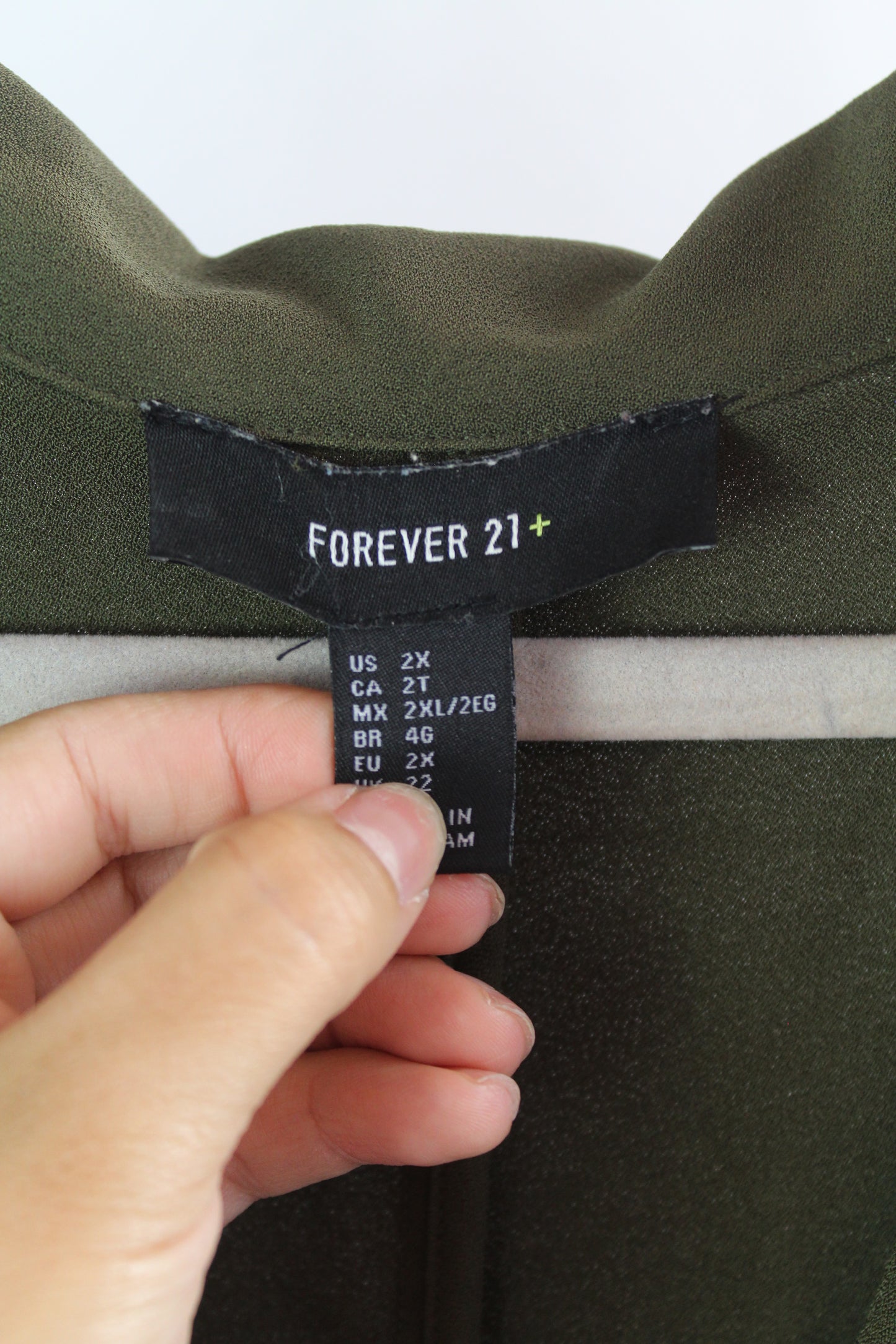 Women's Olive Green F21 Long Sleeve Formal Top Size 2X