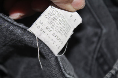 Women's Vintage Levi's Dark Grey Distressed Denim Jacket Size Medium