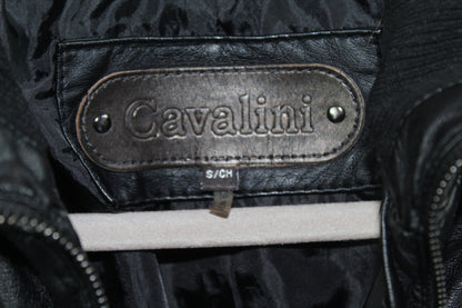 Cavalini Black Leather Jacket Cropped Jacket Size Small
