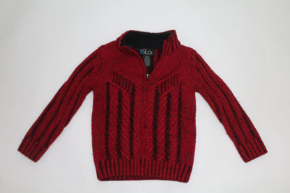 Boys’ Red & Black Knit Quarter-Zip Sweater by The Slop – Size 4T