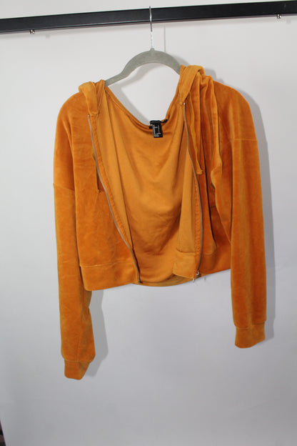 Women's Golden F21 Cropped Hoodie Size Large