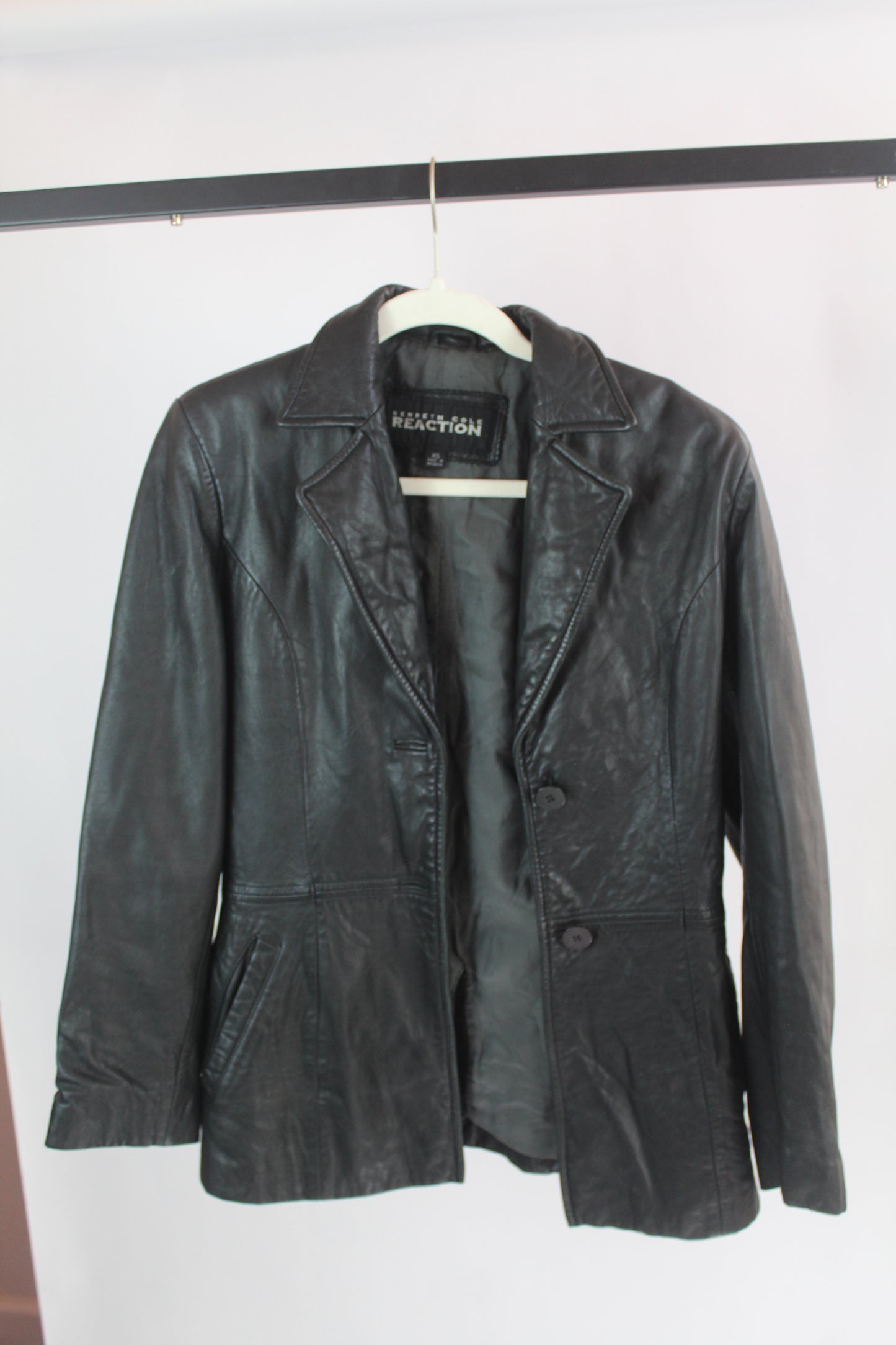 Women's Black Leather Kenneth Cole Reaction Jacket XS
