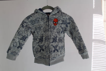 Boys Grey/Blue Marvel Spiderman Zip-Up Hoodie Size 5