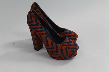 Women's Orange Zebra Block Heels Size 5.5