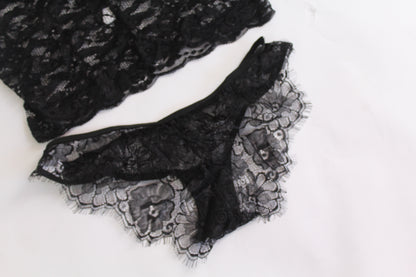 Black Lace Lingerie Block Top w/Underwear - Thrifted New in Bag - Sizes Vary