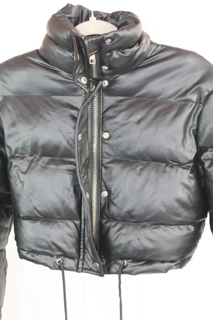 Women's Black Adika Cropped Puffer Jacket Size Small