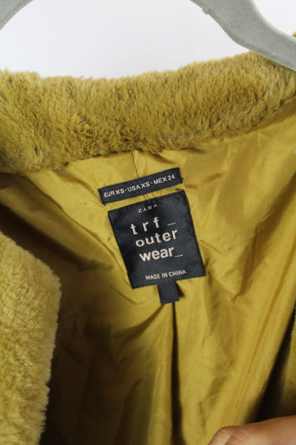 Women's Zara Golden Faux Fur Jacket Size XS