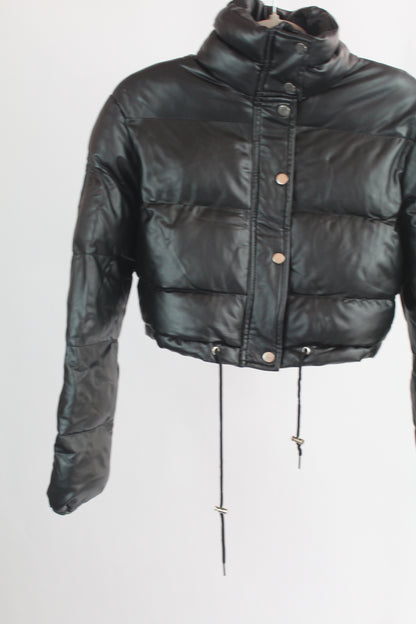 Women's Black Adika Cropped Puffer Jacket Size Small