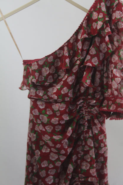 Women's Dark Pink Red/Pink Floral Dress Size 2