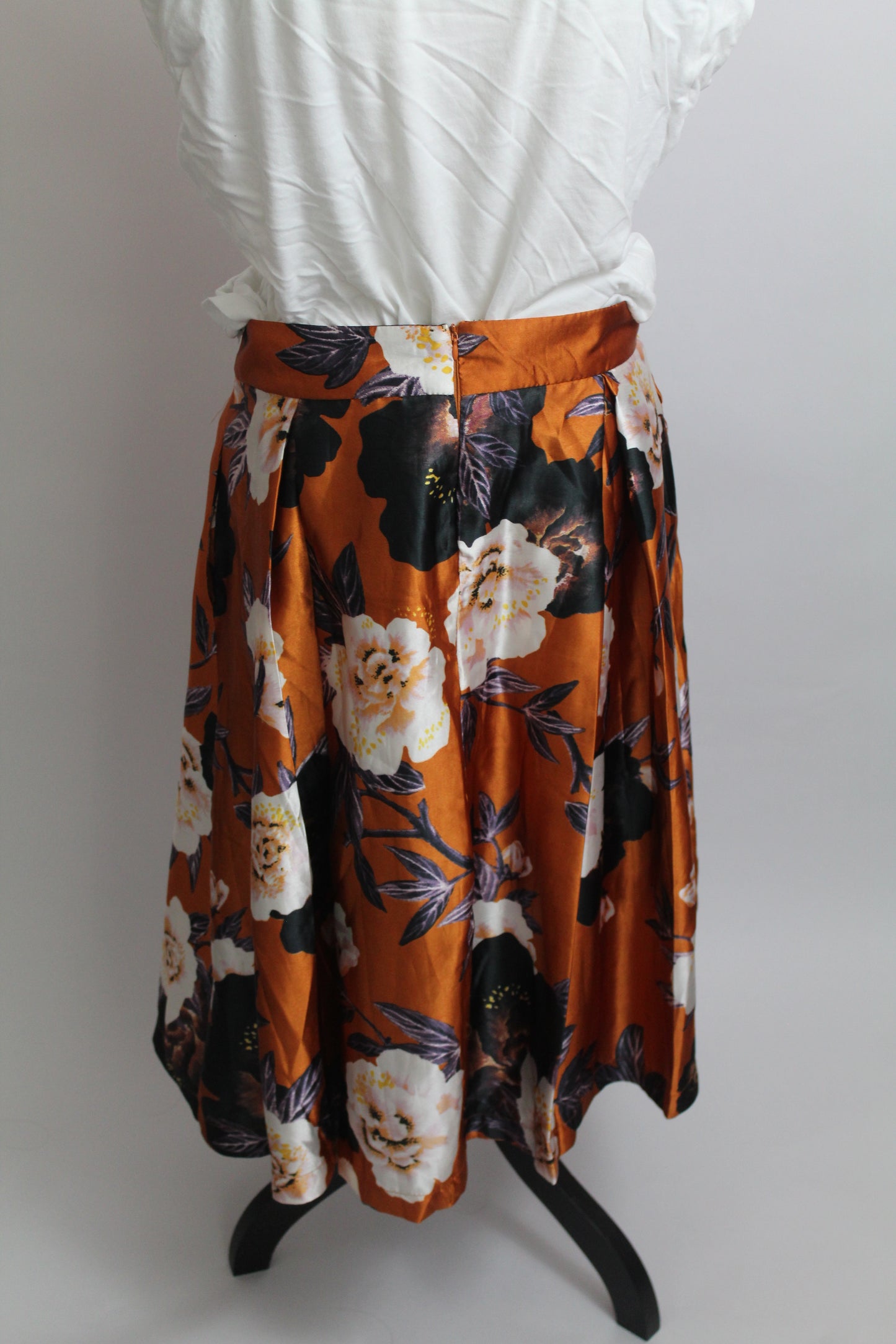 Women’s “Truly 4 You” Orange Floral Print Boho Skirt – Size Medium