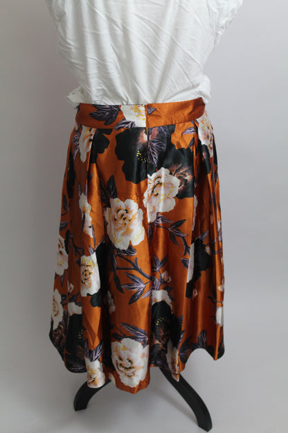 Women’s “Truly 4 You” Orange Floral Print Boho Skirt – Size Medium