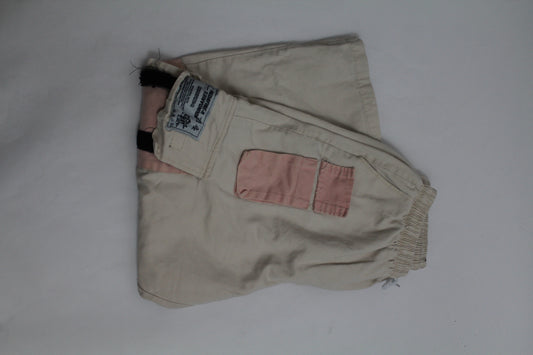 Women's Beige Cargo Shorts with Pink Patch Pockets – Size Unknown