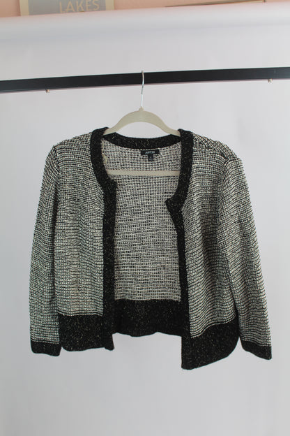 Women's Cropped Black/White Cardigan Size Small