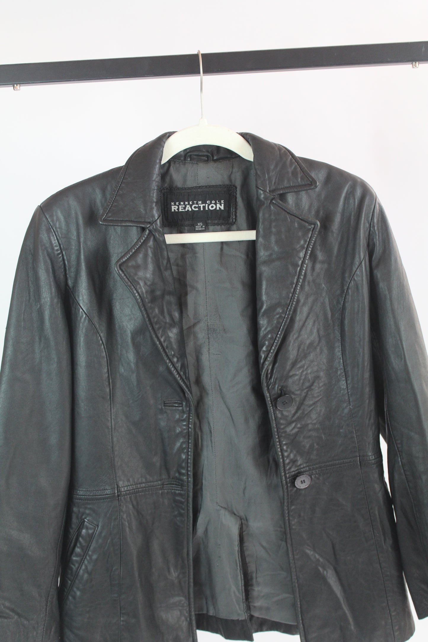 Women's Black Leather Kenneth Cole Reaction Jacket XS