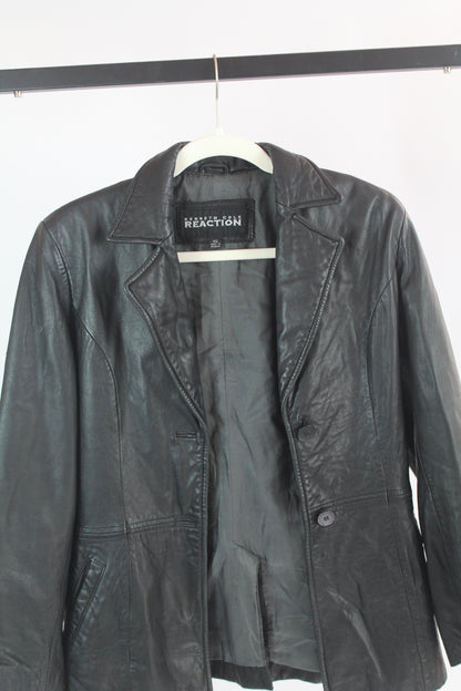 Women's Black Leather Kenneth Cole Reaction Jacket XS
