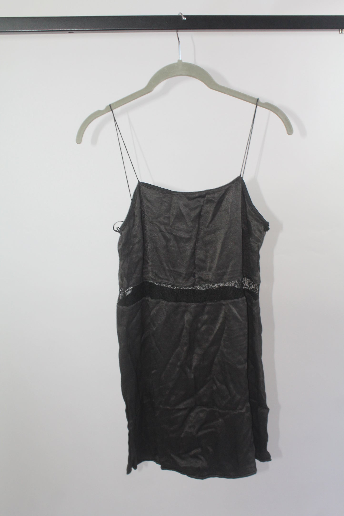Zara Trafaluc Collection Black Satin Mini Dress Size XS