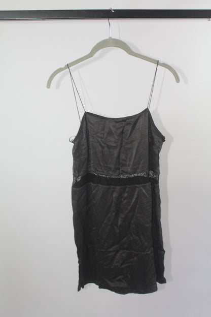 Zara Trafaluc Collection Black Satin Mini Dress Size XS