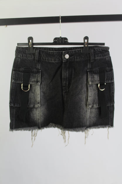 Current Mood Distressed Denim Black Mini Skirt Women's Size Medium