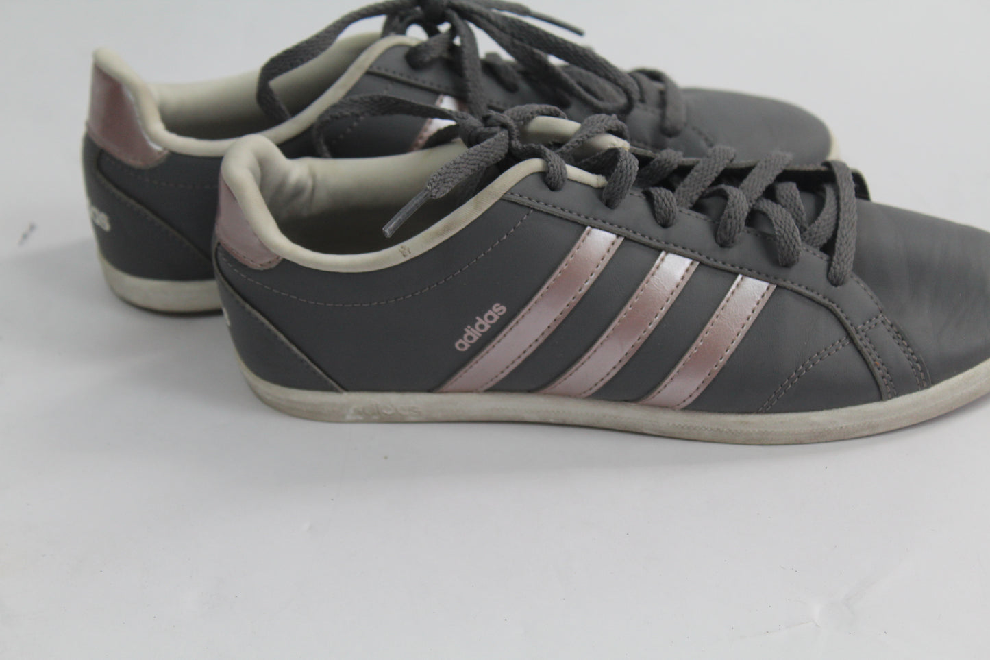 Women's Grey/Pink Striped Sneakers Size 6.5