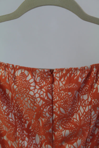 Orange Floral Missguided Women's Midi Dress Size Small