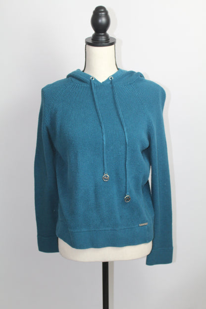 Women’s Michael Kors Teal Ribbed Knit Hoodie – Size Large
