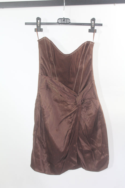 Zara Silk Brown Mini Dress New With Tags Size XS