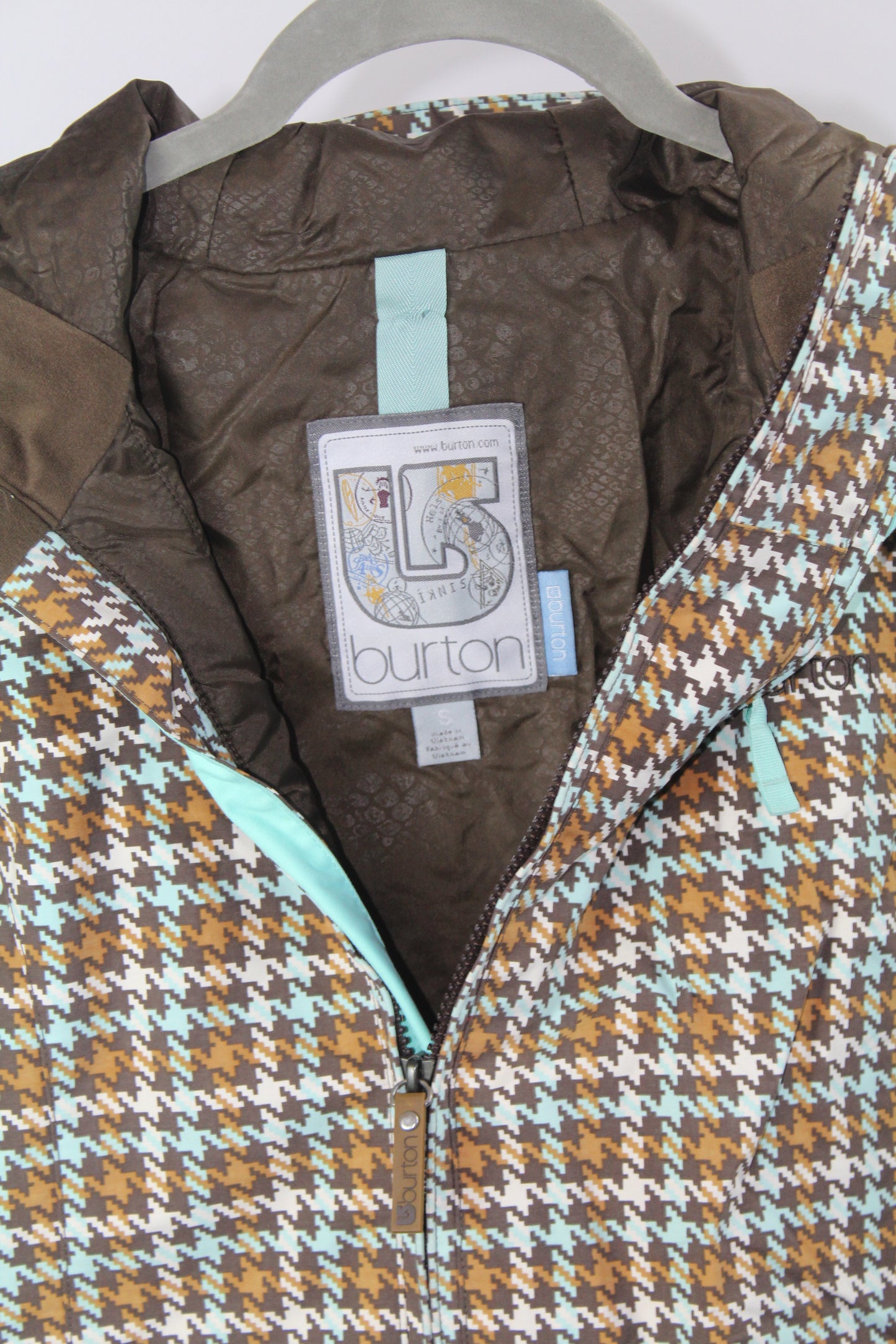 Women's Snow Jacket Burton Brown Plaid Size Small