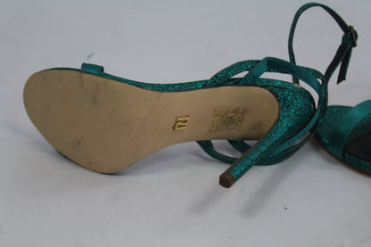 Women's Teal Strap Sparkly Heels Size UK 37 US 6.5/7