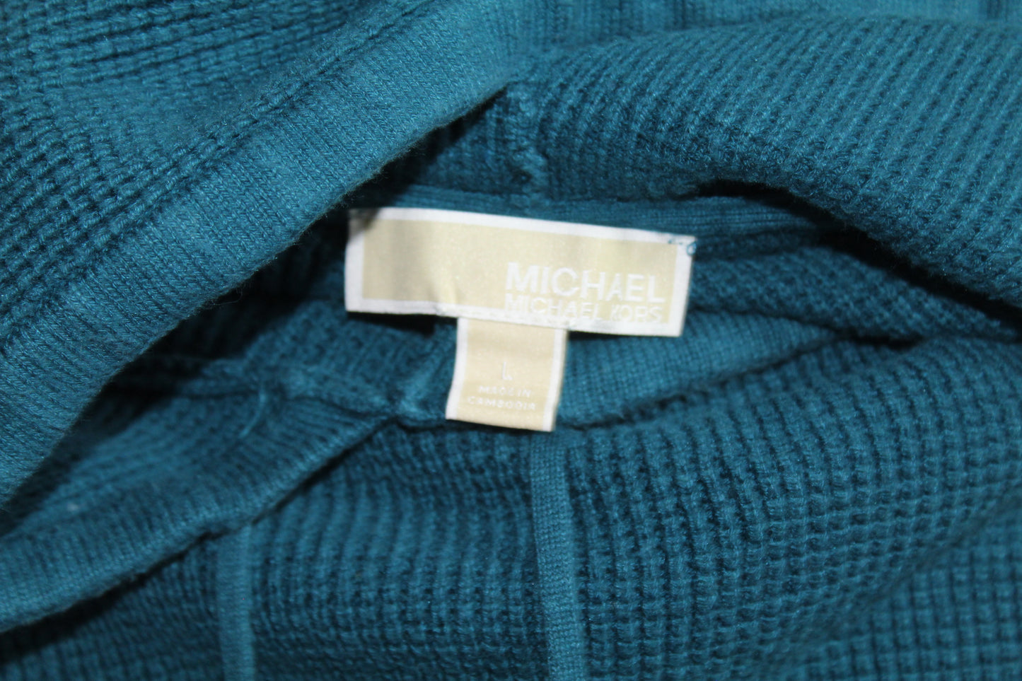 Women’s Michael Kors Teal Ribbed Knit Hoodie – Size Large