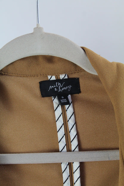 Women's Tan Long Blazer Cardigan Size Small