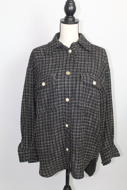 Women’s H&M Black & White Textured Knit Sweater – Size XS